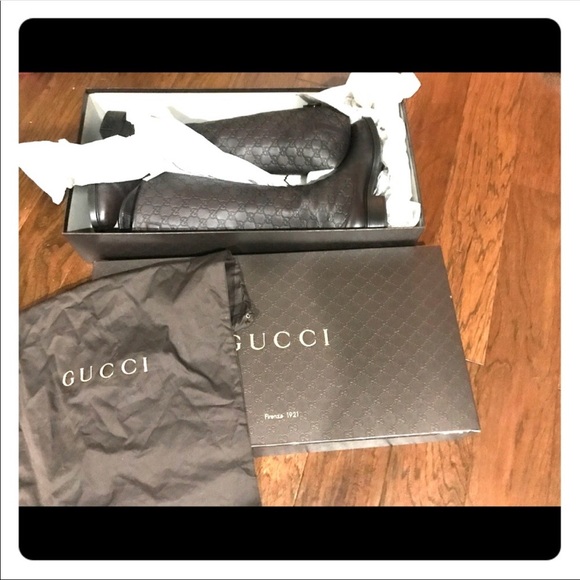 GUCCI GUCCISSIMA LeatherMAUD BACK ZIP RIDING BOOTS - Picture 1 of 15